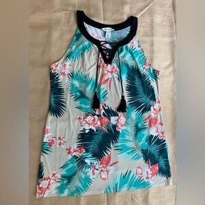 White House Black Market women’s floral palm tunic sleeveless top size L